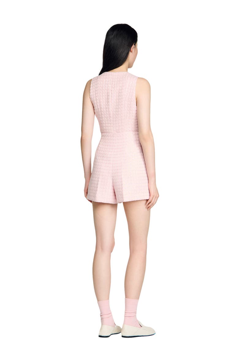 Sequin check tweed shorts, Alternate, color, Pink