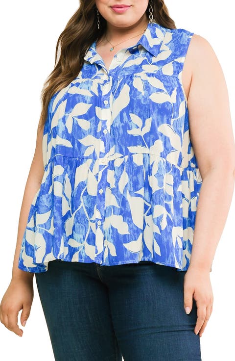 Button Front Sleeveless Top (Plus)