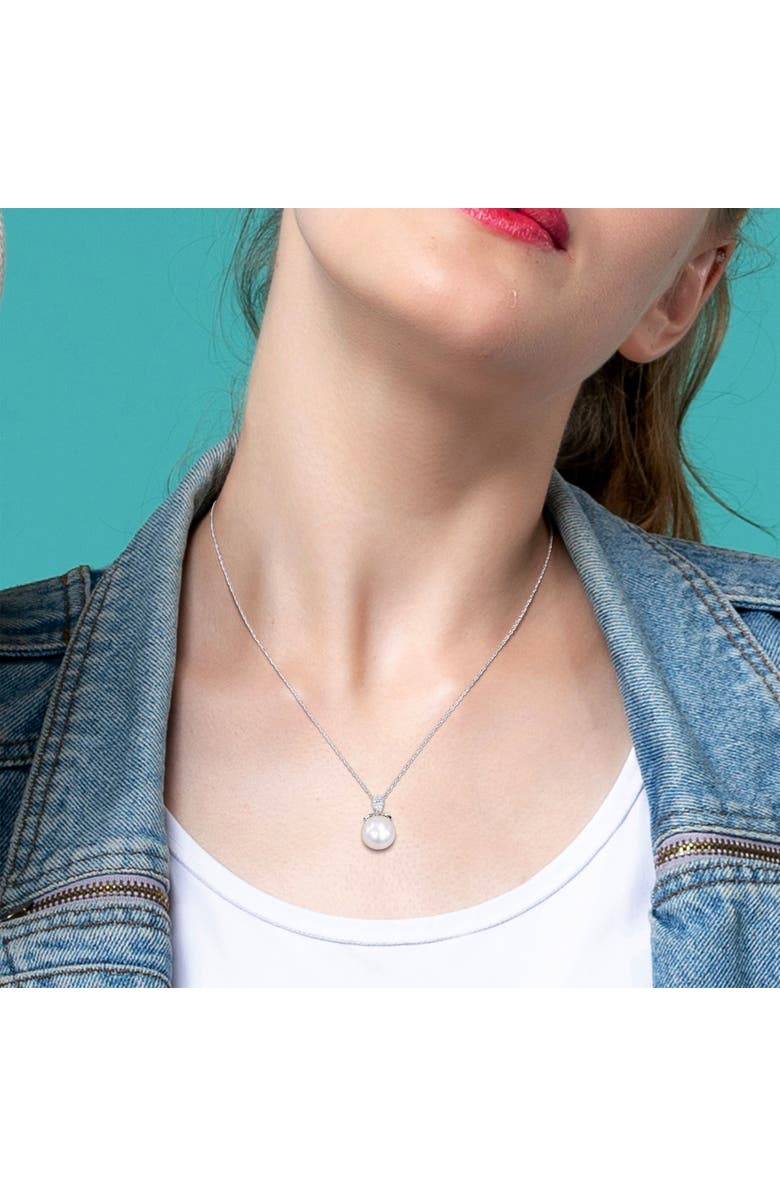 Julianna B. Cultured Pearl & Diamond Pendant Necklace 10k, Alternate, color, 10K White Gold