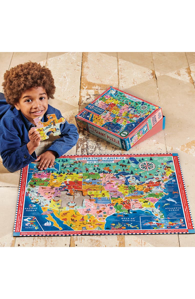 eeBoo USA 48-Piece Giant Puzzle, Alternate, color, Multi