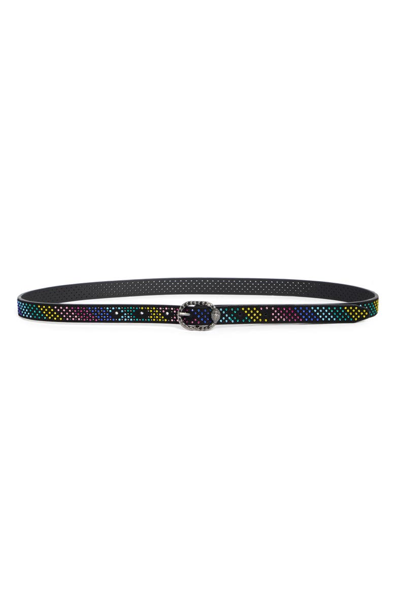 Kurt Geiger London Rainbow Rhinestone Mayfair Belt, Main, color, Rainbow Black