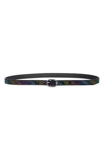 Kurt Geiger London Rainbow Rhinestone Mayfair Belt In Multi
