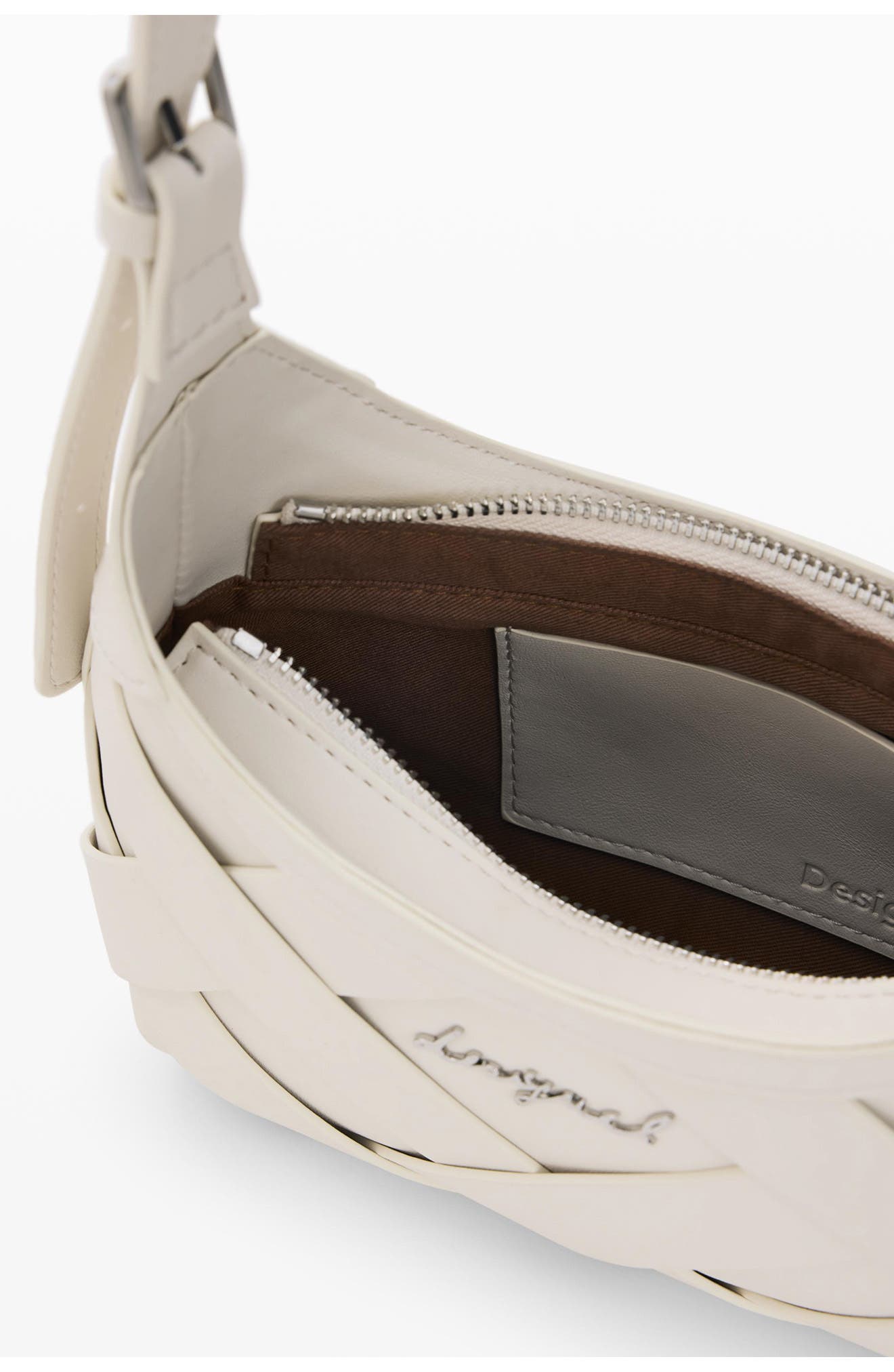 Desigual Faux Leather Shoulder Bag, Alternate, color, Off White