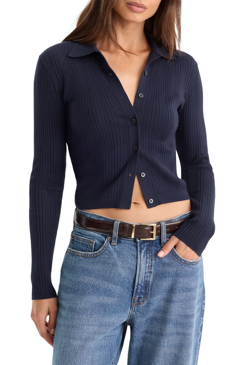 The Ladder Rib Cardigan, Main, color, MIDNIGHT BLUE