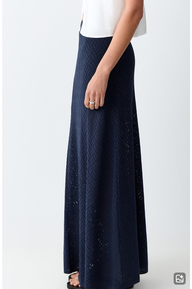 Openwork Knit Skirt, Alternate, color, NAVY