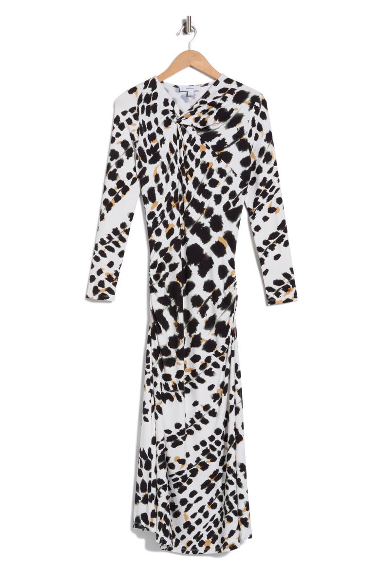 Vanita Printed Midi Dress, Alternate, color, BLACK/ WHITE