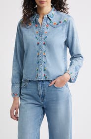 Rails Bari Embroidered Western Chambray Button-Up Shirt