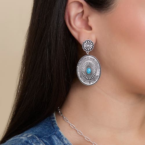 Jessica Simpson Western Round Concho Drop Earrings In White
