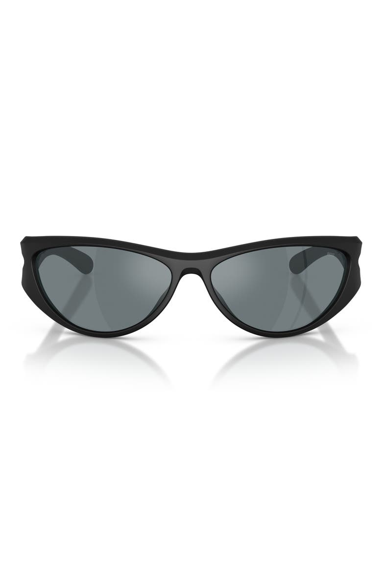 63mm Oversize Cat Eye Sunglasses, Main, color, MATTE BLACK/ BLACK MIRROR