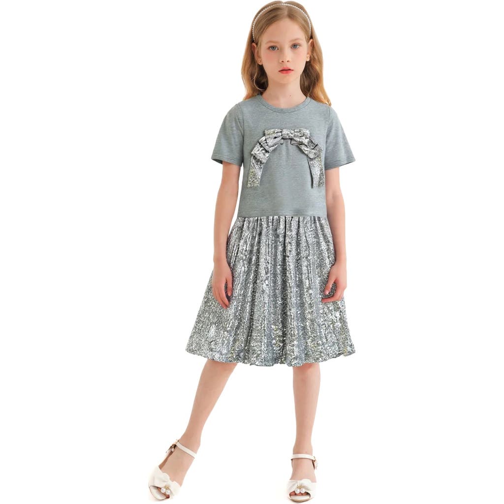 Tulleen Sequin Bow T-shirt & Skirt Set In Green