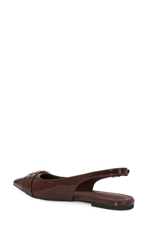 Berness Buckle Slingback Pointed Toe Flat In Brown
