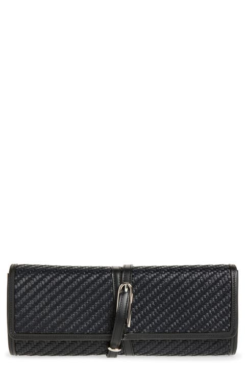 Belted Raffia Clutch
