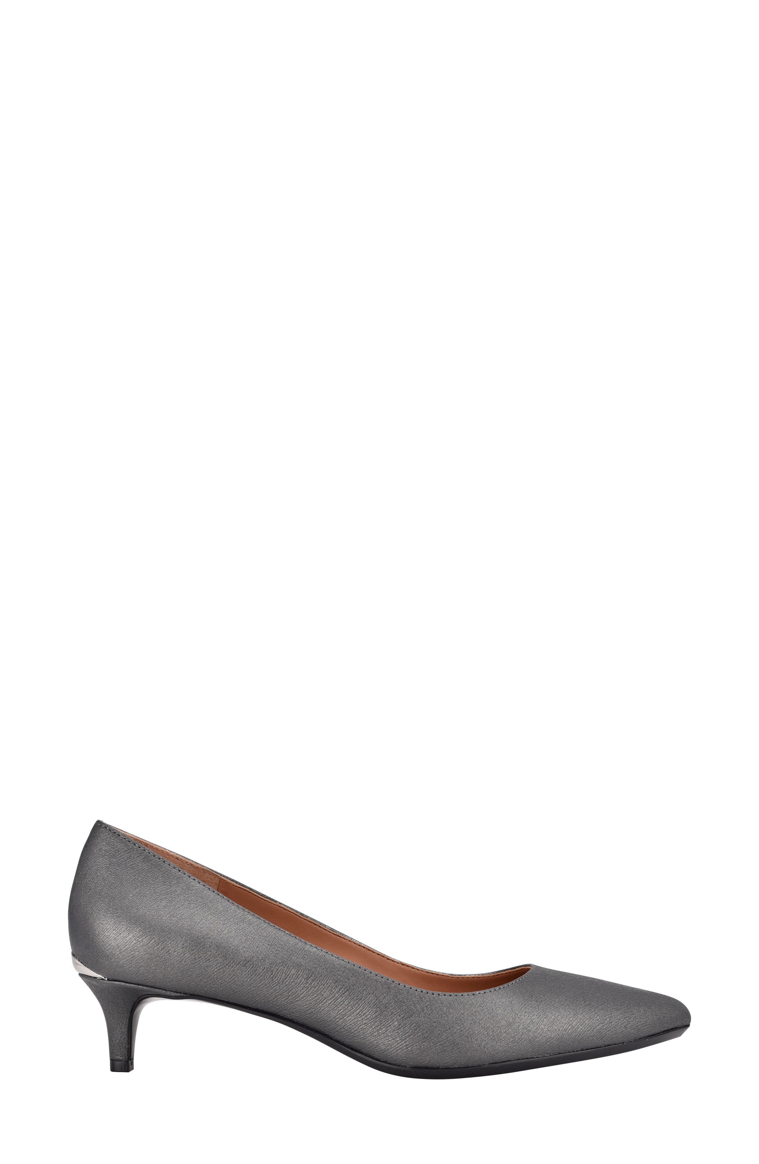 Calvin Klein Gabrianna Kitten Heel Pump, Alternate, color, Pewter Leather