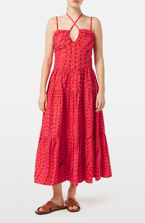 Scotch & Soda Seersucker Stretch Cotton Midi Dress In House Of Mirrors Pink