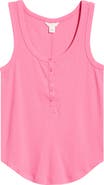 Caslon® Cotton Blend Rib Henley Tank