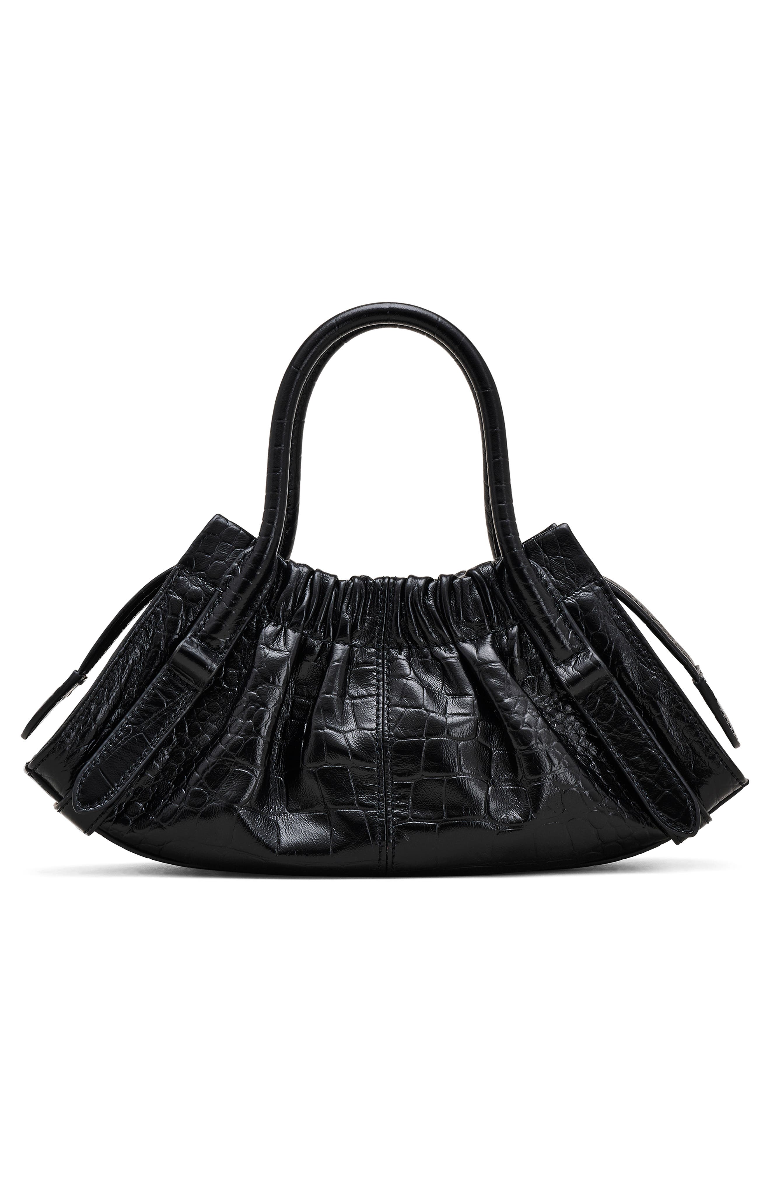 Marc Jacobs The Croc Embossed Cristina Small Satchel, Alternate, color, Black