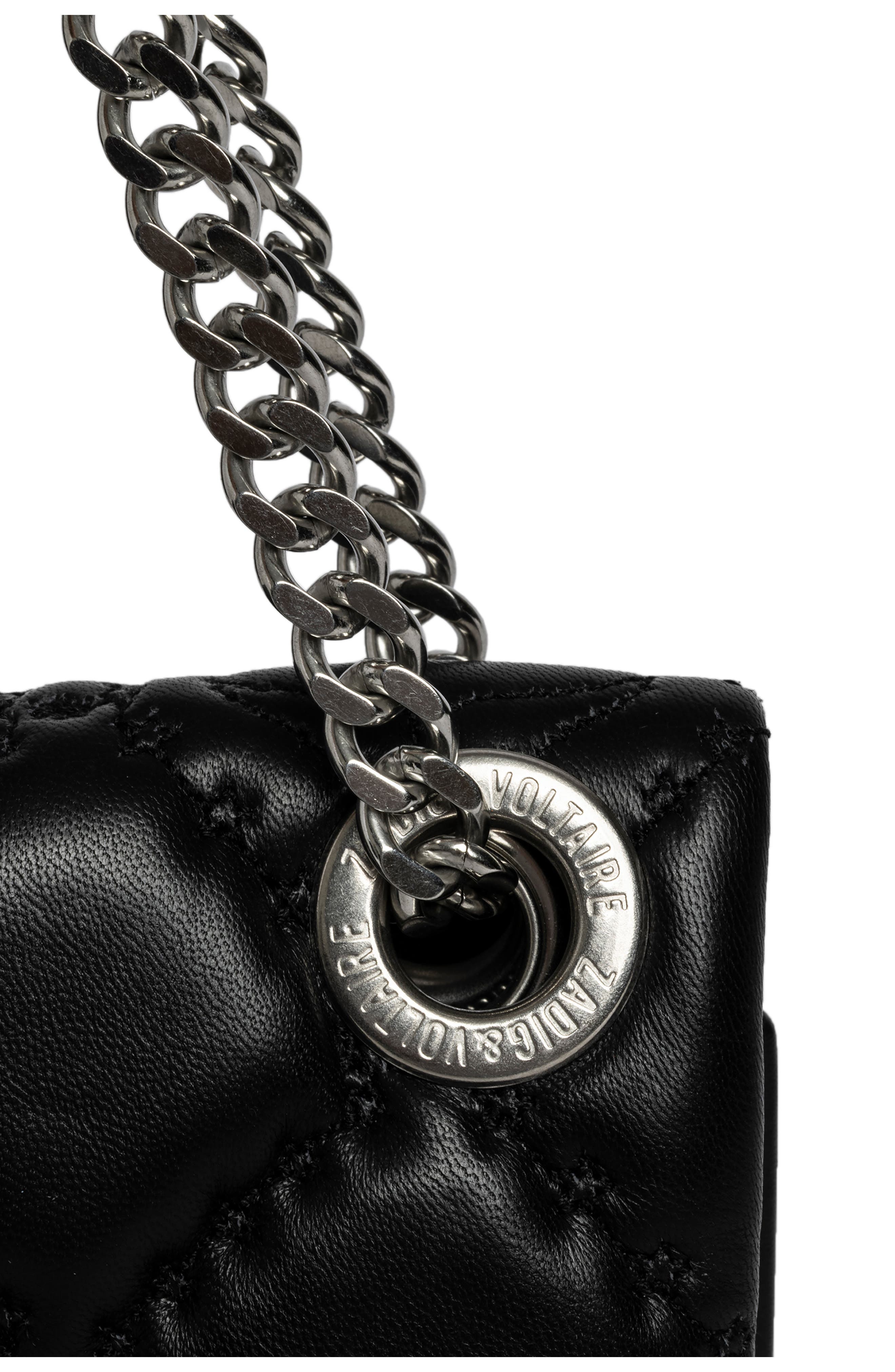 Zadig & Voltaire Rock II Diamond Quilted Monogram Leather Crossbody Bag, Alternate, color, 