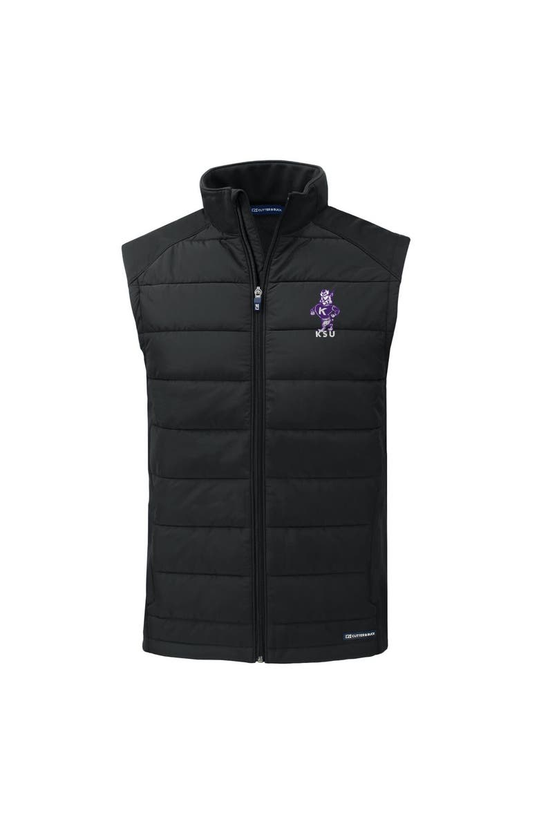 Cutter & Buck Men's Cutter & Buck Black Kansas State Wildcats Vault Evoke Hybrid Eco Softshell Recycled Full-Zip Vest, Alternate, color,