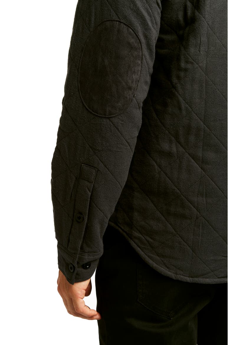 Elbow Patch Brushed Twill Quilted Shirt Jacket, Alternate, color, CHARCOAL