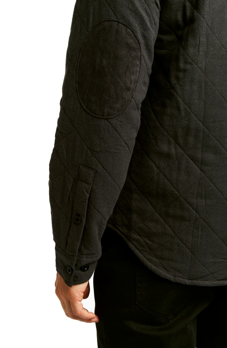 Rainforest Elbow Patch Brushed Twill Quilted Shirt Jacket, Alternate, color, 