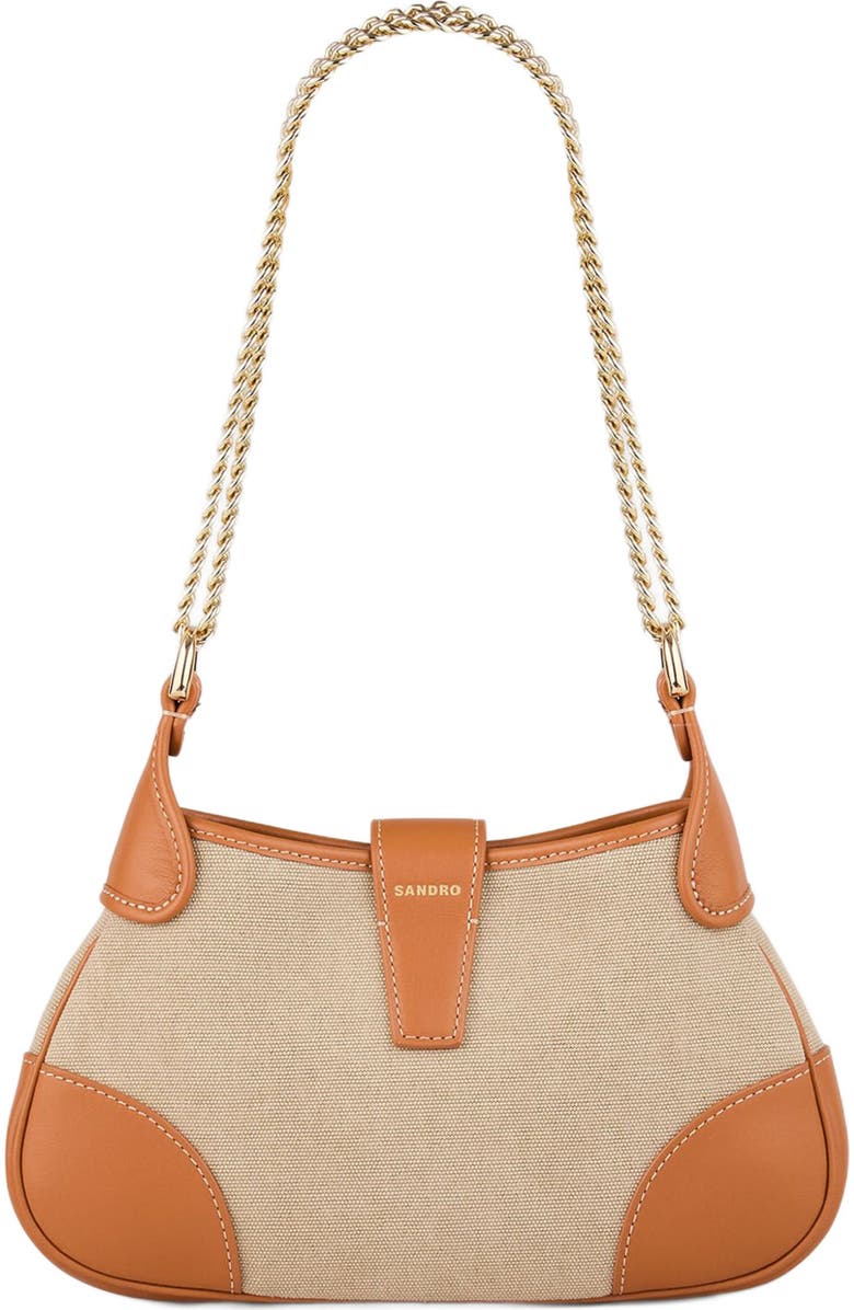 SANDRO Janet canvas and leather bag, Alternate, color,