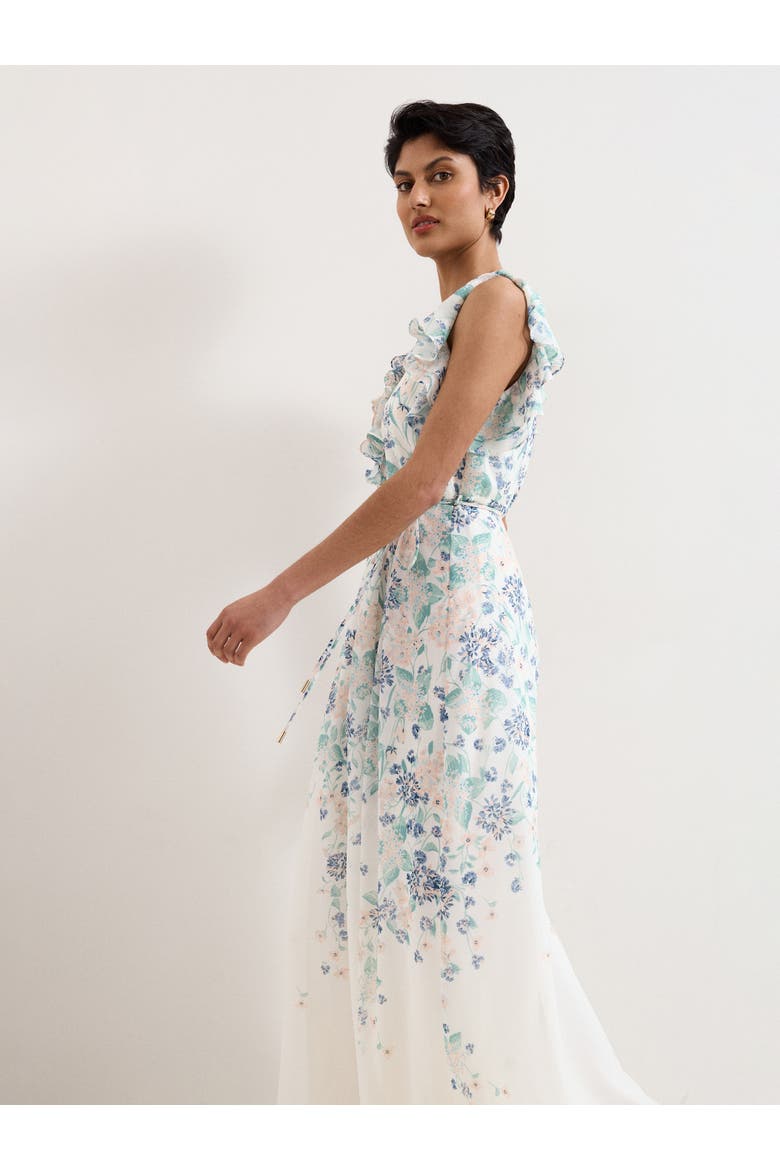 Rachel Floral Ruffle Detail Maxi Dress, Alternate, color, Ivory