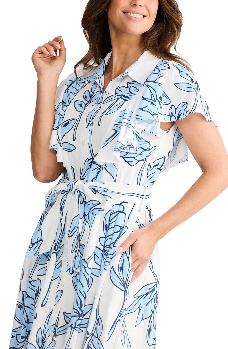 Brave+True Marigold Tie Waist Midi Dress, Alternate, color, Coastal Bloom