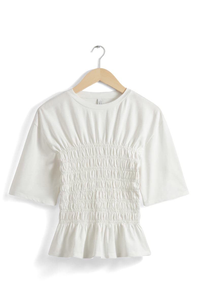 Other Stories Smocked Top, Alternate, color, White Light