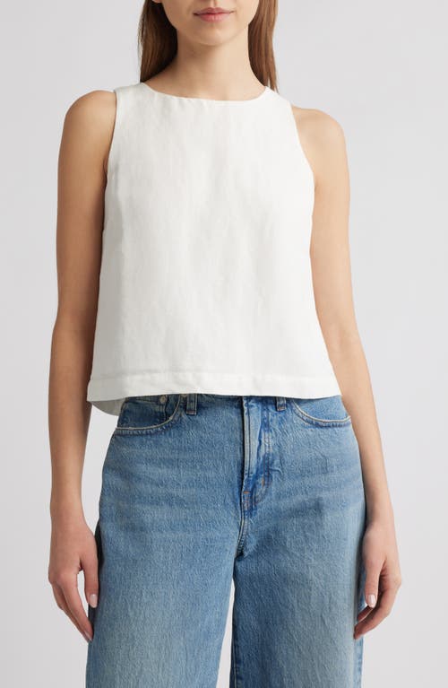 French Connection Birdie Tie Back Cutout Linen Blend Tank In 10-summer White