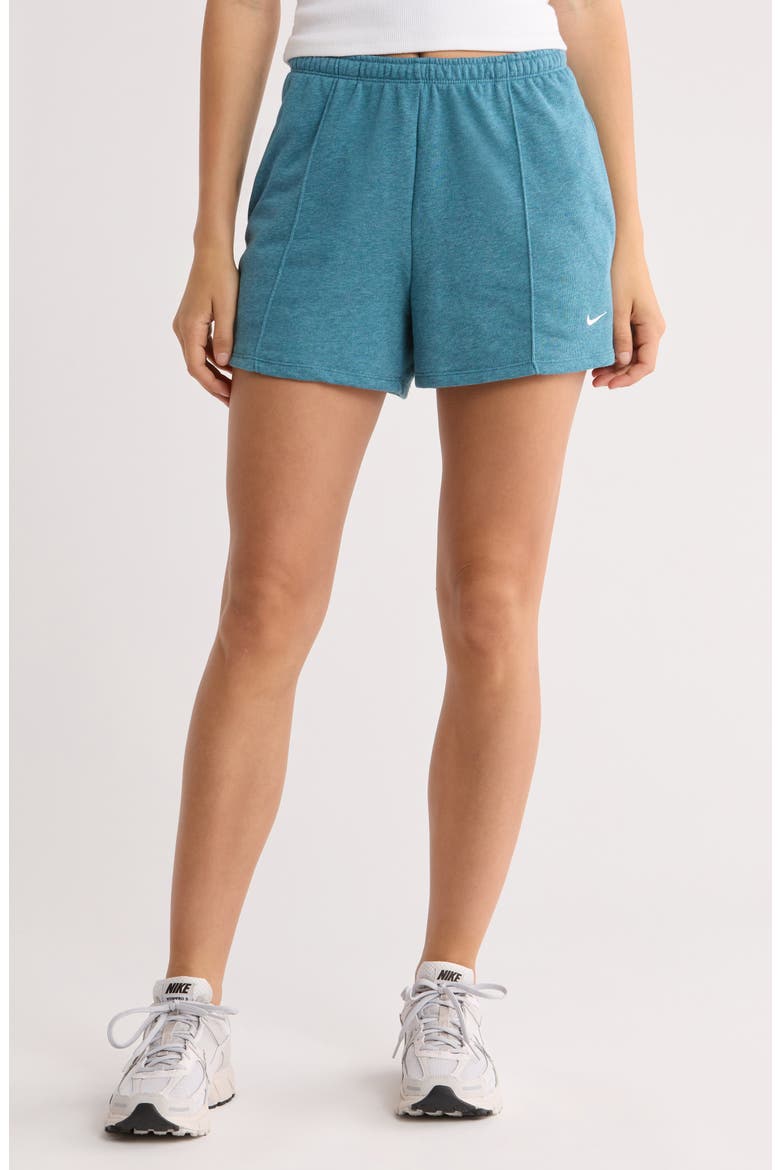 Chill High Waist French Terry Shorts, Main, color, SMOKEY BLUE/ HEATHER/ SAIL