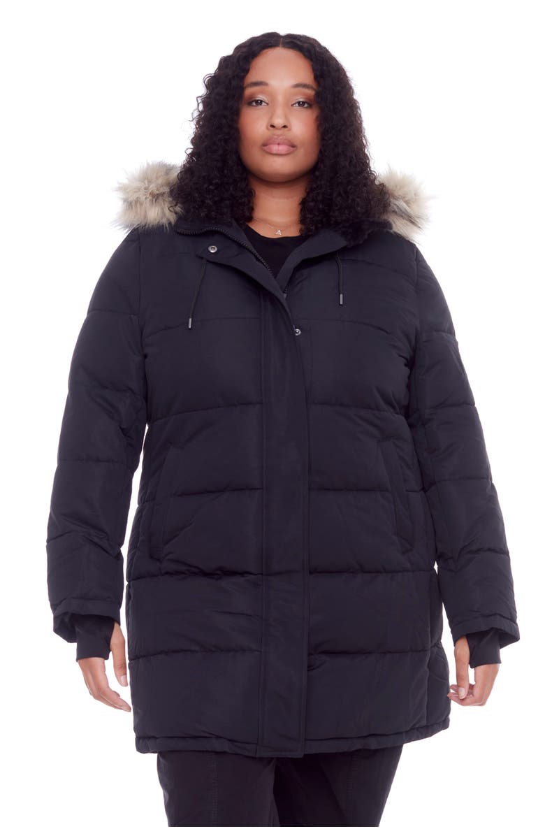 Alpine North AULAVIK PLUS SIZE - Vegan Down Mid-length Hooded Parka Coat, Main, color, Black