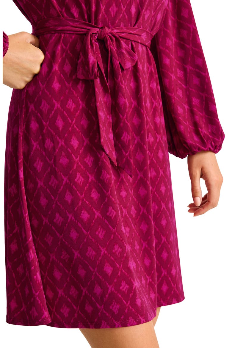 Diamond Cay Tie Belt Long Sleeve Stretch Minidress, Alternate, color, NIGHT FLOWER