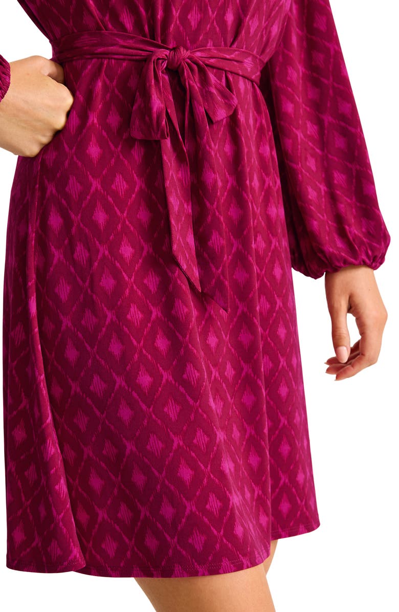 Tommy Bahama Diamond Cay Tie Belt Long Sleeve Stretch Minidress, Alternate, color, Night Flower
