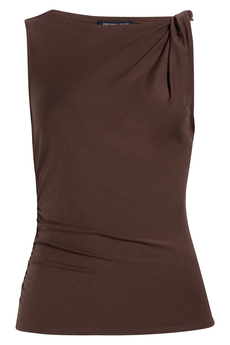 Otessa Twist Shoulder Ruched Top, Alternate, color, DARK MOCHA