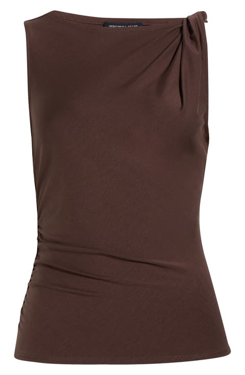 Otessa Twist Shoulder Ruched Top