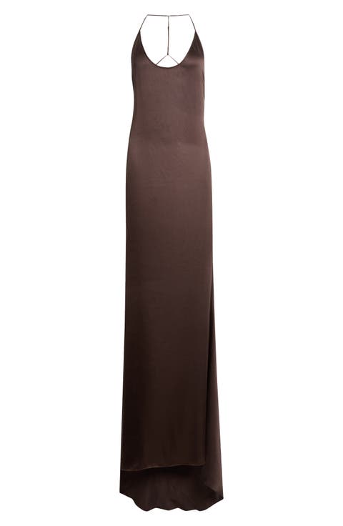 Silk Satin Halter Evening Slipdress