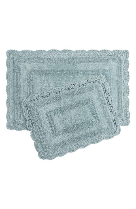 Reversible Crochet Cotton 2-Piece Bath Mat Set