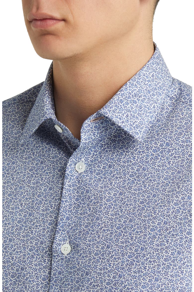 Tailored Fit Floral Cotton Dress Shirt, Alternate, color, GREEN-BLUE