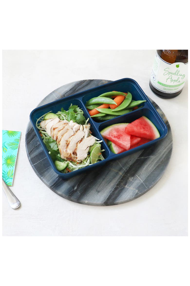 Prep 3-Compartment Meal Prep Containers - Navy Blue, Alternate, color, NAVY BLUE