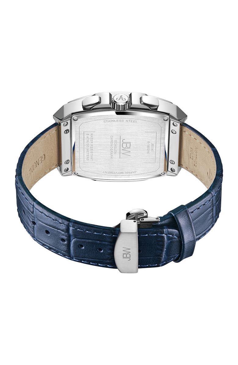 JBW Men's Echelon Diamond Chronograph Croc Embossed Leather Strap Watch, 41mm, Alternate, color, Silver