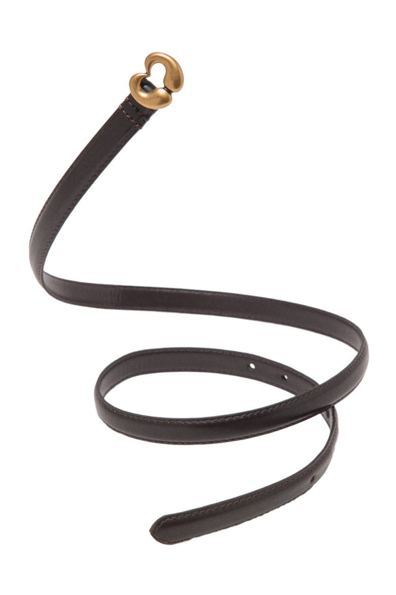 Slim leather belt, Alternate, color, Dark brown