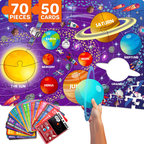 Kids Jigsaw Puzzles - 70 & 150 Piece Search & Find Riddle Puzzles with Flashcards