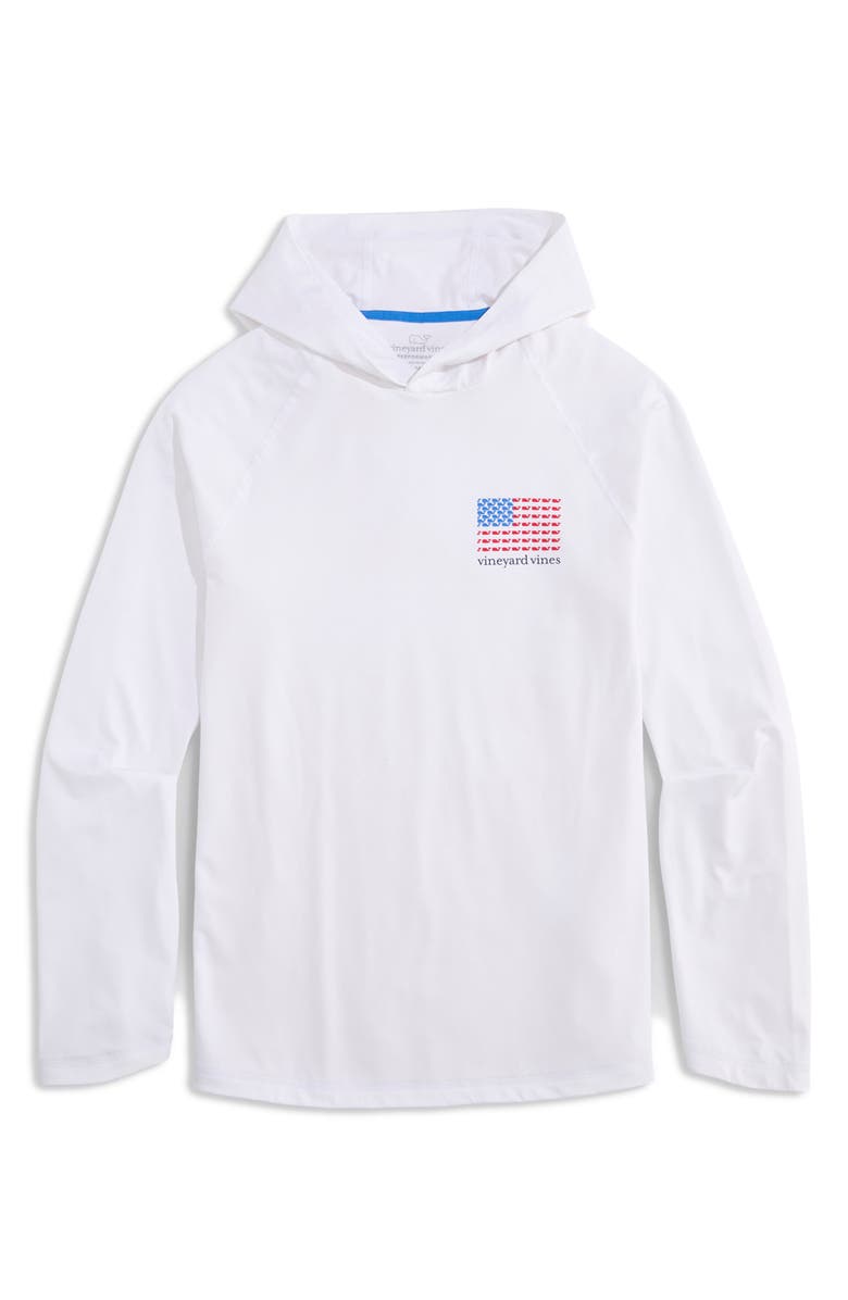 vineyard vines Whale Flag Long Sleeve Hooded Rashguard, Alternate, color, 