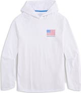 vineyard vines Whale Flag Long Sleeve Hooded Rashguard