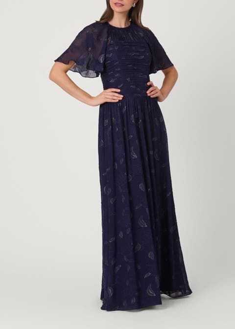 Midnight Lurex Clip Chiffon Serafina Dress
