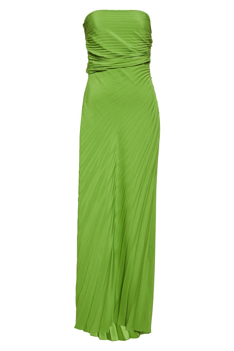 Bianca Pleated Strapless Gown, Alternate, color, LILY GREEN
