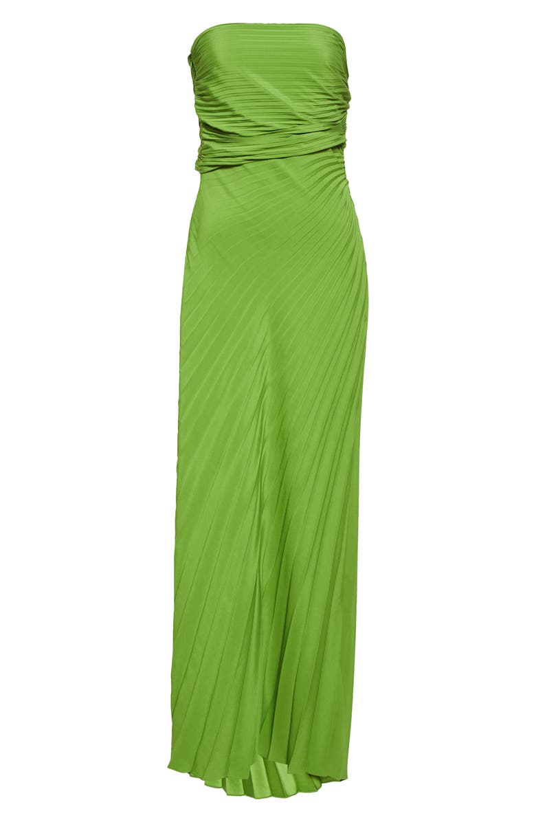 A.L.C. Bianca Pleated Strapless Gown, Alternate, color, Lily Green
