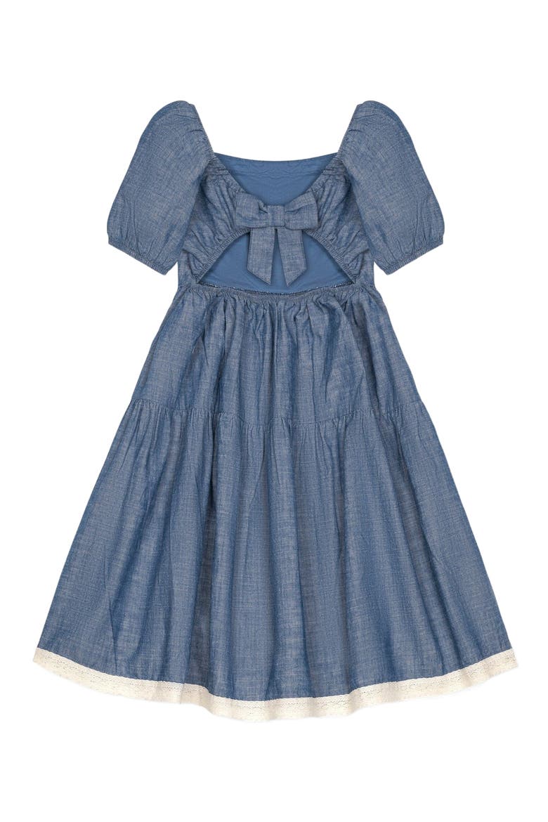 Baby Girls' Organic Crochet Trim Chambray Dress, Infant, Alternate, color, Chambray