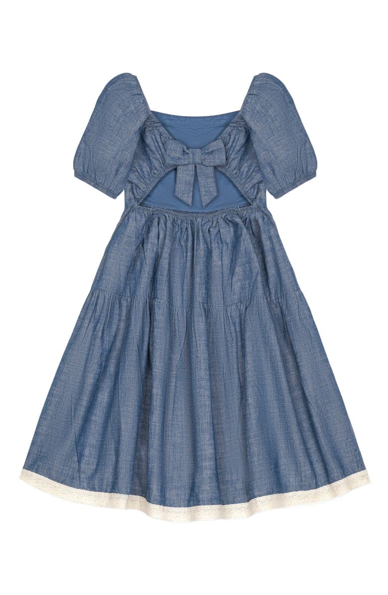 Hope & Henry Baby Girls' Organic Crochet Trim Chambray Dress, Infant, Alternate, color, Chambray