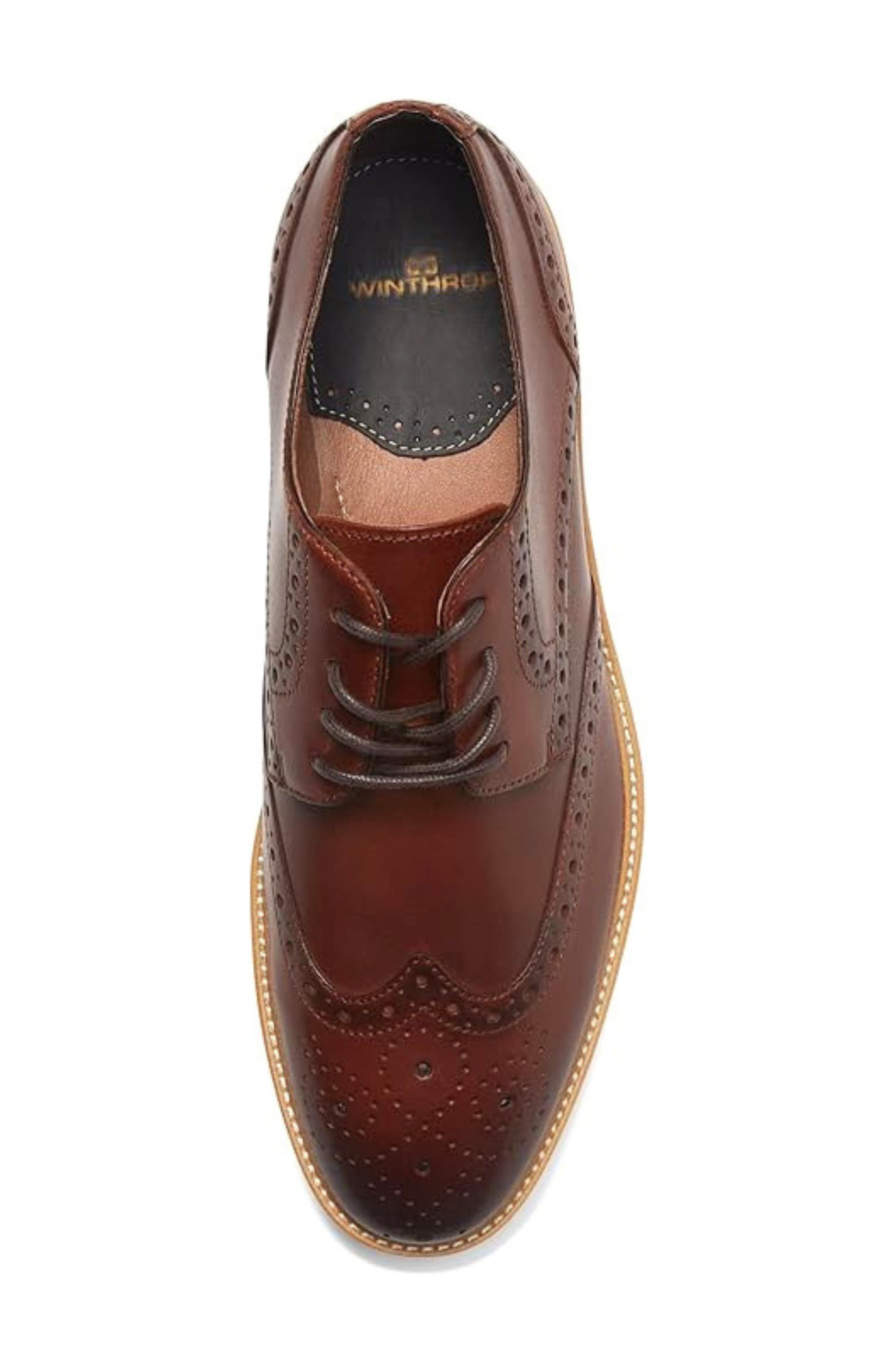 WINTHROP Pelton Wingtip Derby, Alternate, color, Brandy